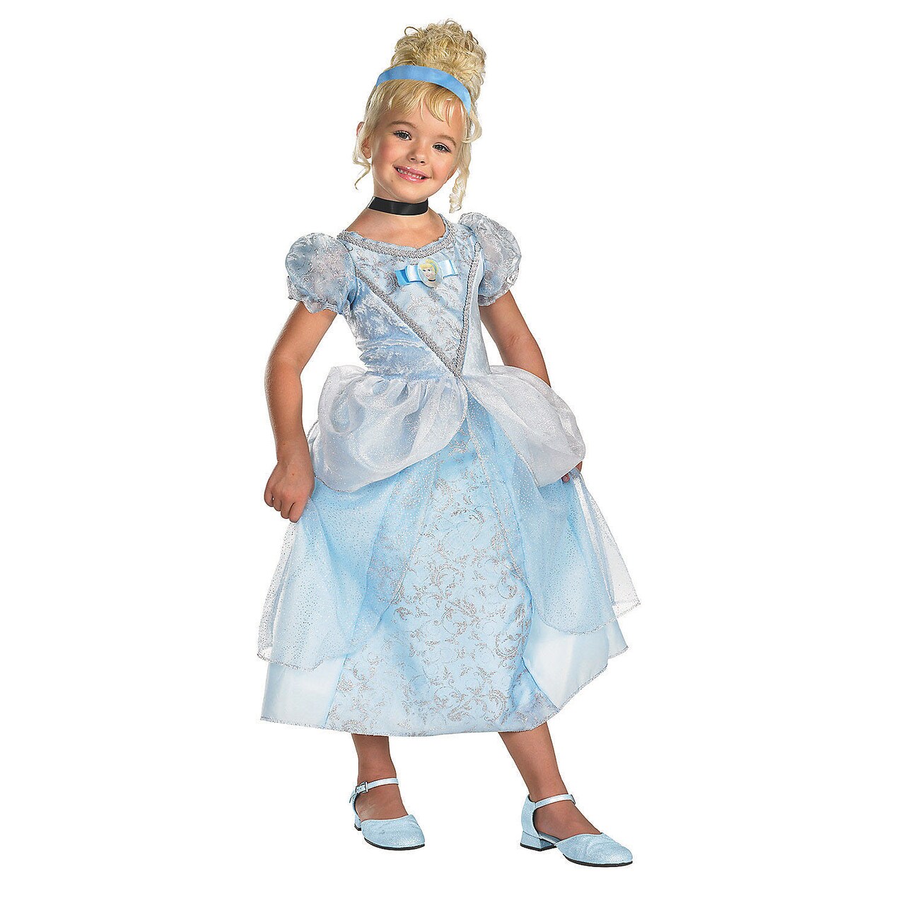 Girl's Cinderella Deluxe Princess Costume Light Blue Dress with Headpiece